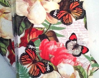 Butterflies Decoupage Napkins Paper Hostess Magnolia pochette collage by Michel Design Works 4 Napkins only Scrap Booking Decoupage,New
