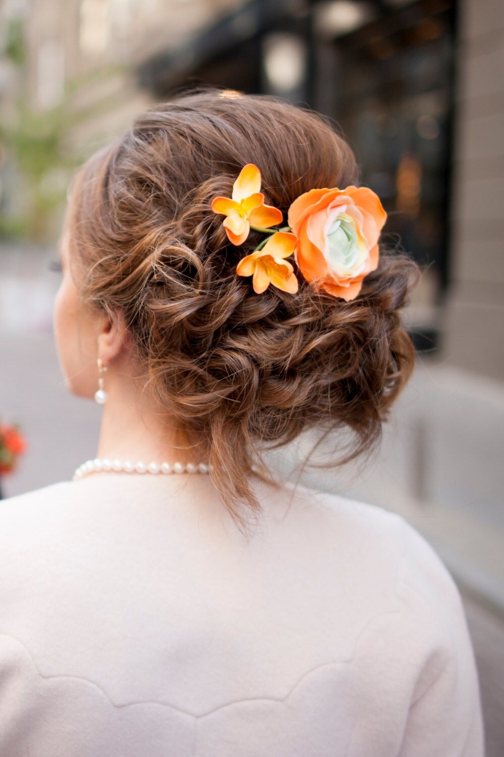 Orange wedding hair clips Orange flowers hair brooch