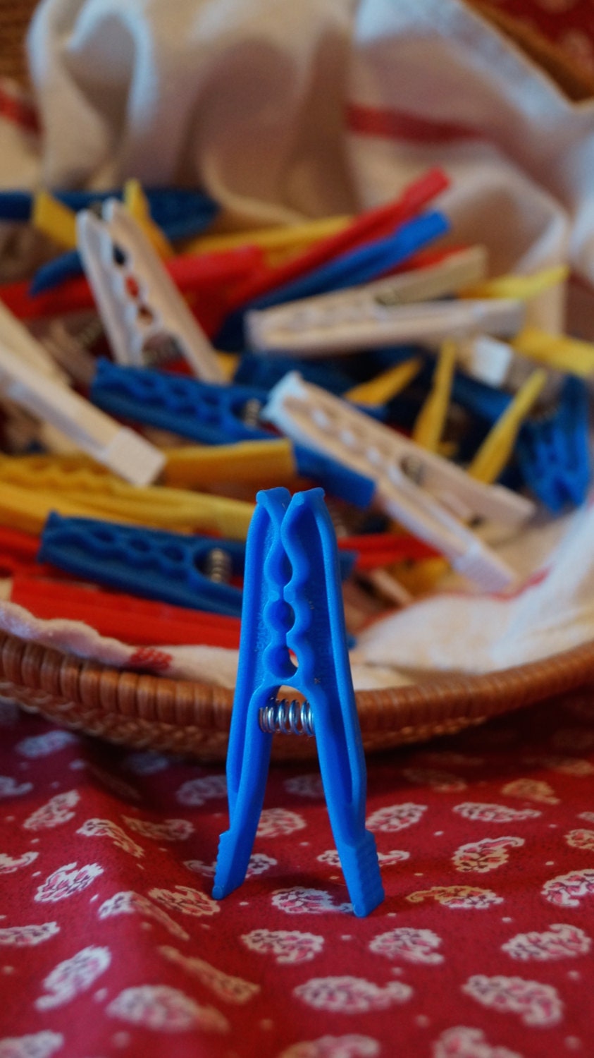Vintage Lot of Brightly Colored Italian Made Plastic Clothespins