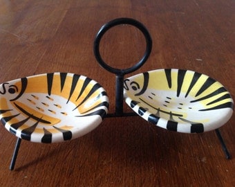 Vintage Salt and Pepper Bowls - Salt and Pepper serving dish – Open Salt and Pepper cellar – Ceramic salt and pepper cellar