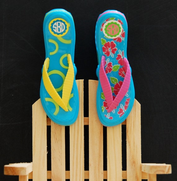 Flip Flop Beach Towel Clips Monogrammed set by SimplySmashingBice