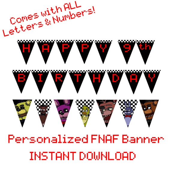 PRINTABLE FNAF Banner Diy personalized Birthday by PogoParties