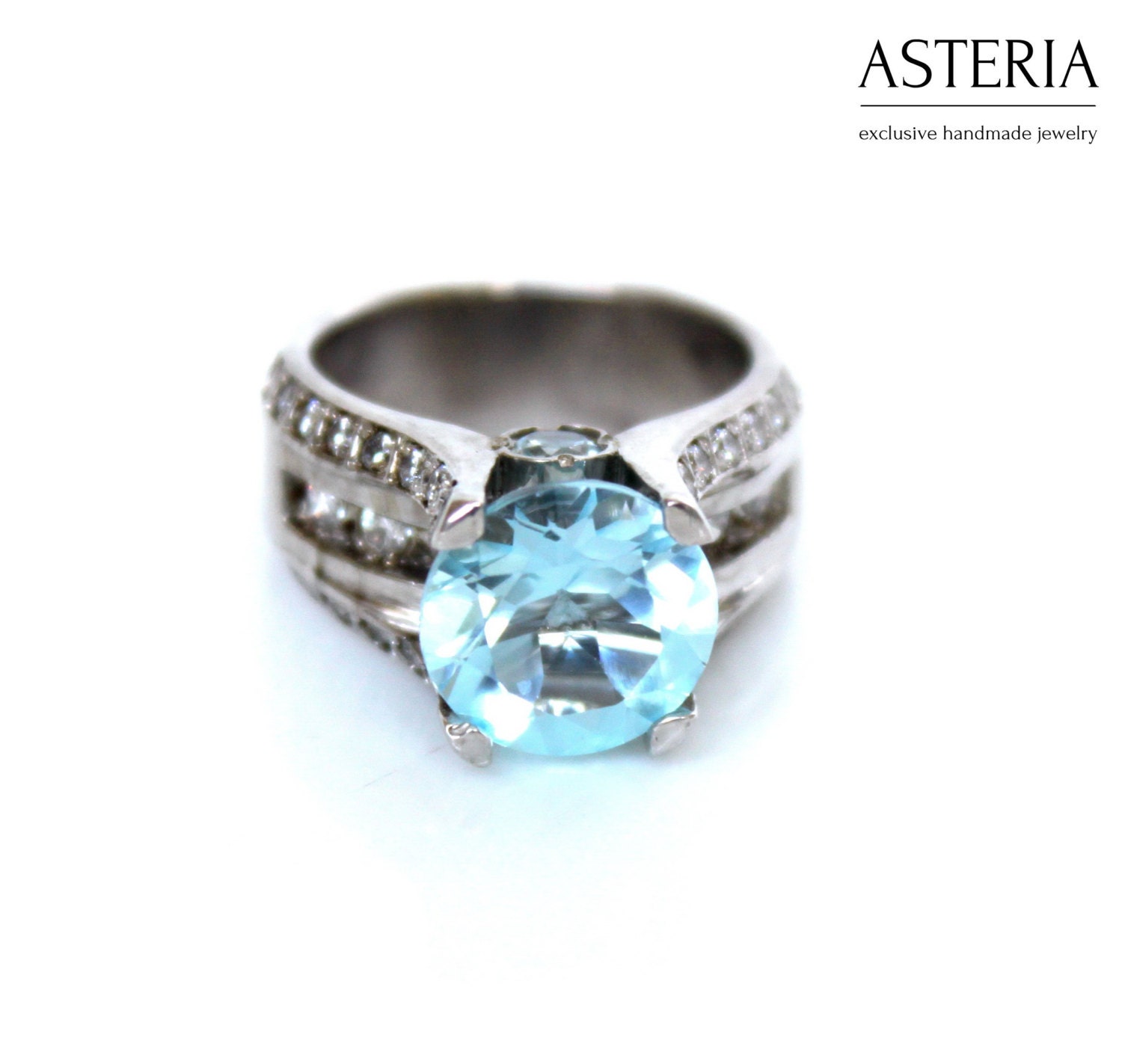 Topaz statement ring Silver topaz ring Big by JewelryAsteria