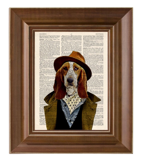 Basset Hound Detective Dog Art Print by AristocratMonkey on Etsy