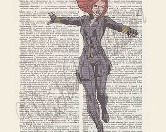 Marvel's Black Widow on dictionary page print