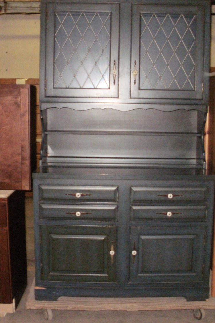 Beautiful Dark Green Hutch Storage with shelving Haute Juice