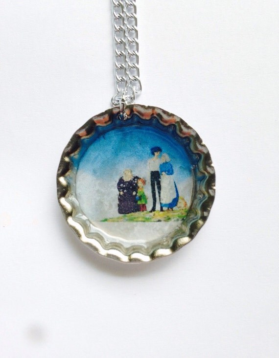 Howls moving Castle resin bottle cap necklace by JewelsmadeforU