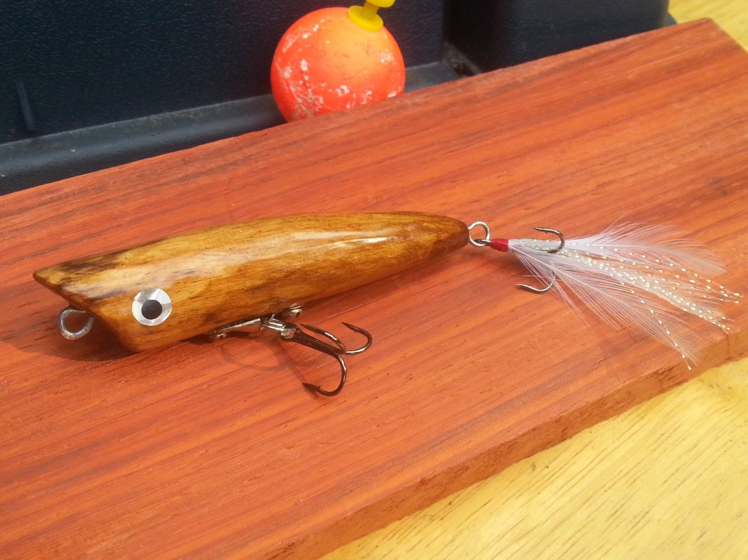 Hand Carved Fishing Lure Whittled Natural Top Water for