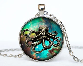 Steampunk octopus necklace Steampunk octopus pendant Steampunk octopus jewelry
