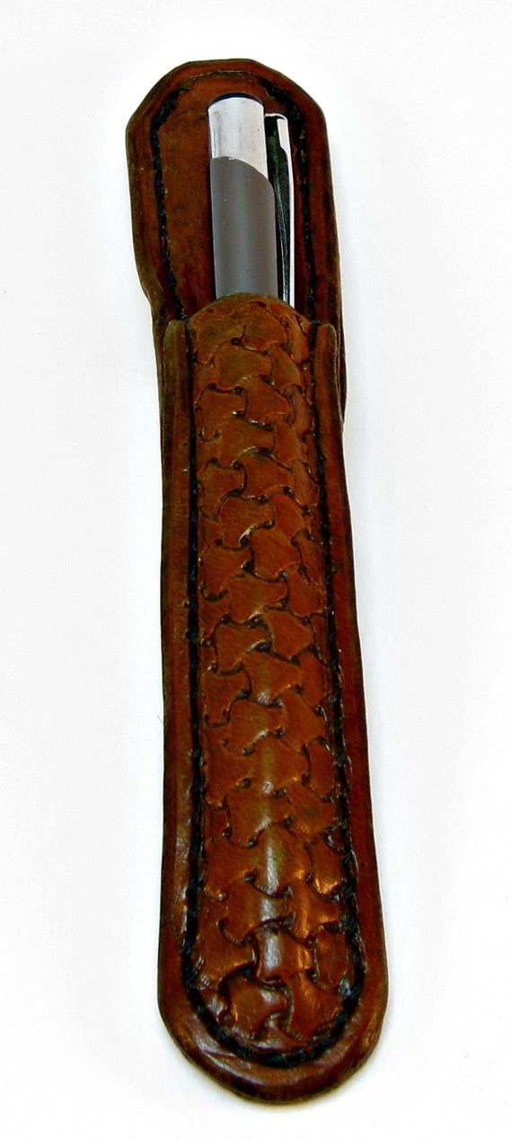 Leather pen belt holster