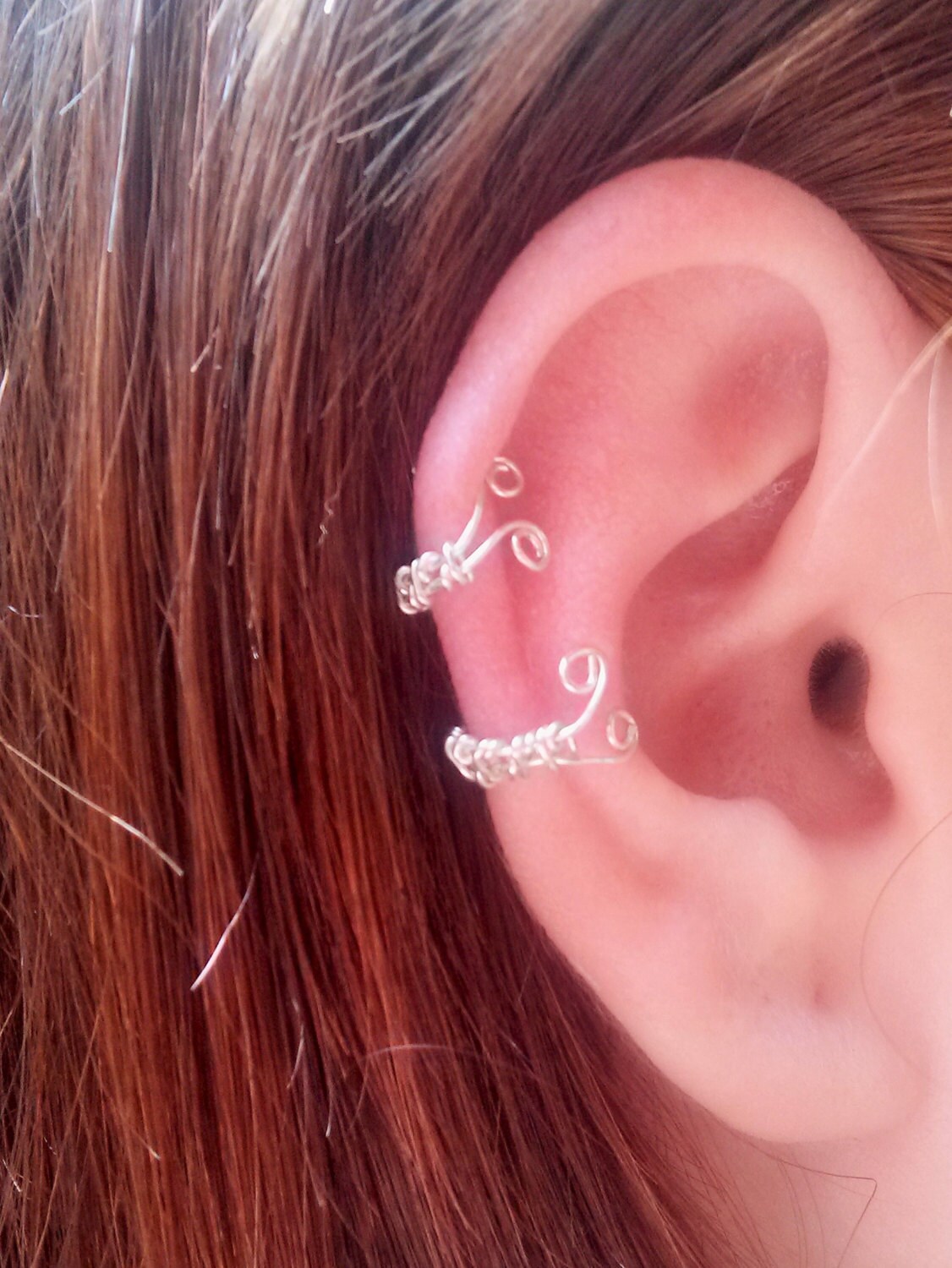 Silver Ear Cuff Earcuff Cartilage Earring Double Cuff