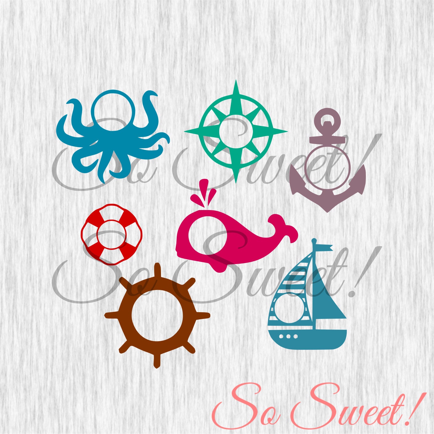 Download Nautical Monogram SVG / DXF Frames for Silhouette Cutting