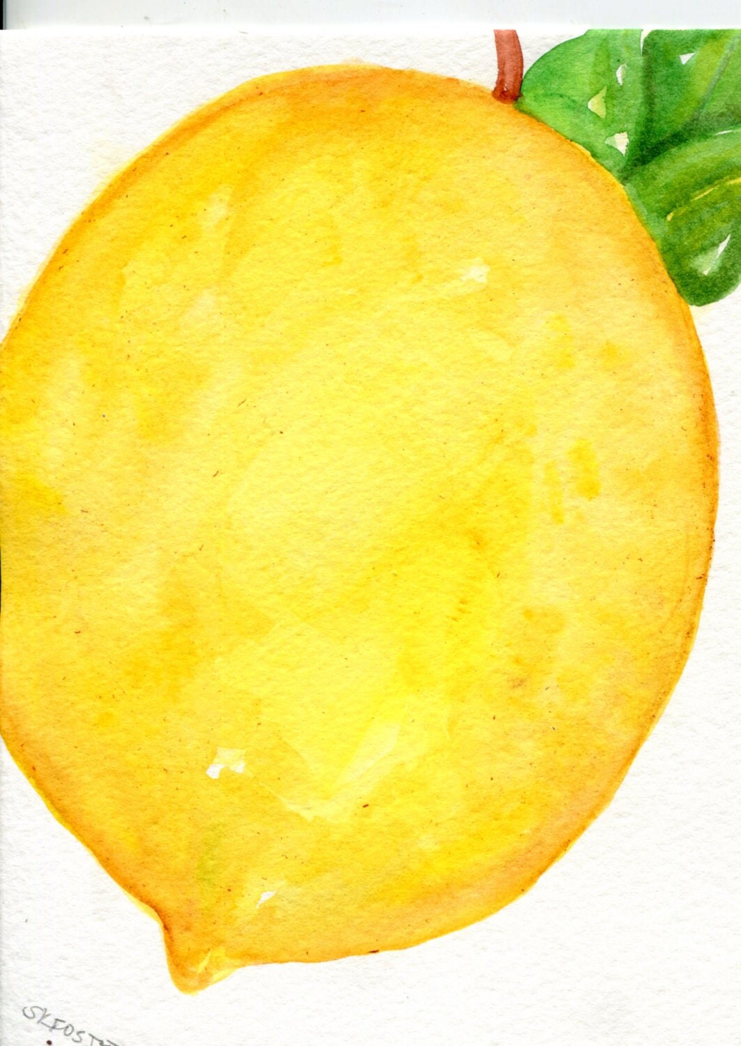 Lemon Watercolor Painting Original Fruit watercolour 5 x