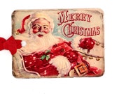 Santa Tags , Christmas Gift Tags , Vintage Santa , Vintage Christmas , Merry Christmas , Shabby Tags , Holiday