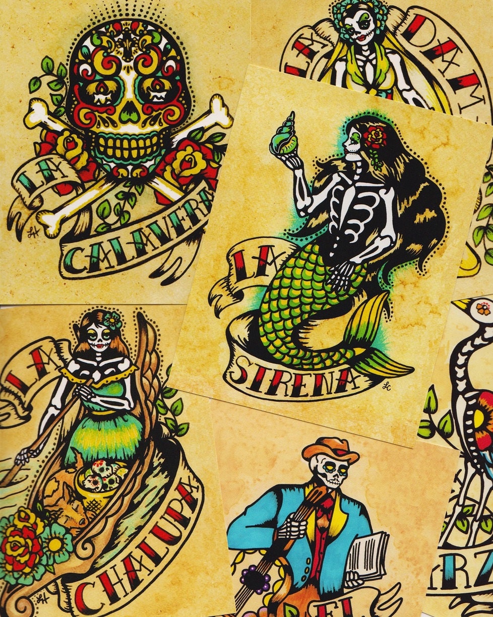 Graceful Mexican Folk Art Tattoos