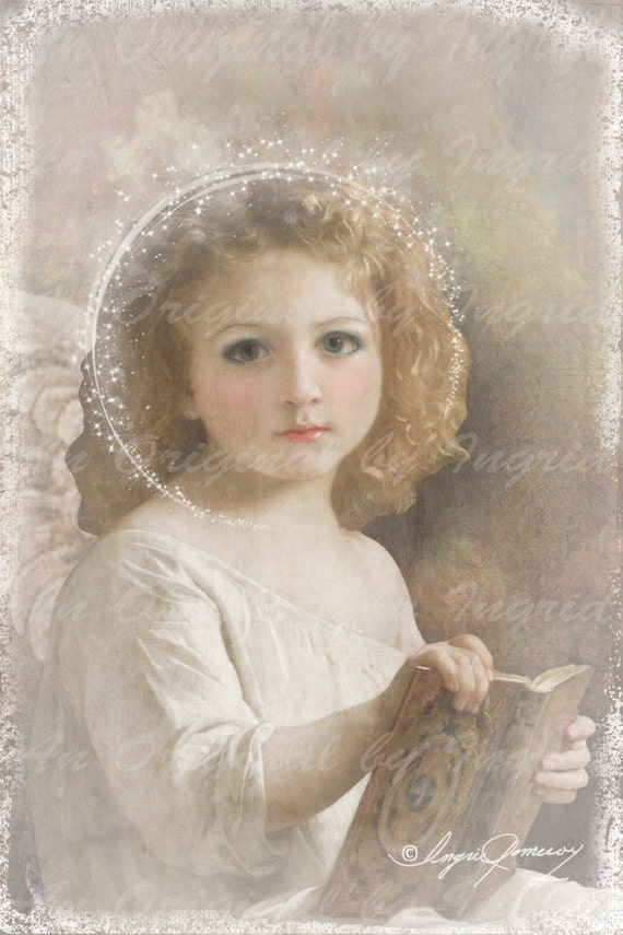 Sweet Angel Digital Collage Greeting Card (Suitable for Framing)