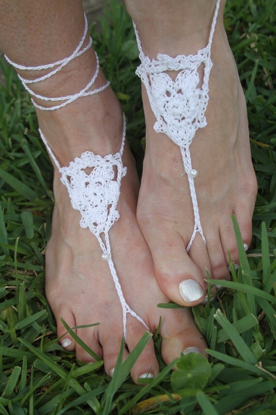 Barefoot Sandals Knit Anklets Beach Wedding Foot Jewelry Lace Barefoot ...