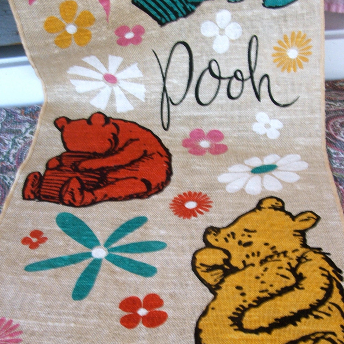 Winnie the Pooh Linen Wall Hanging Stephen Slesinger Happy