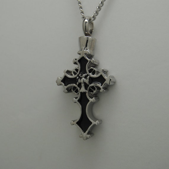 Cross Cremation Jewelry Black Cross Cremation Urn Necklace