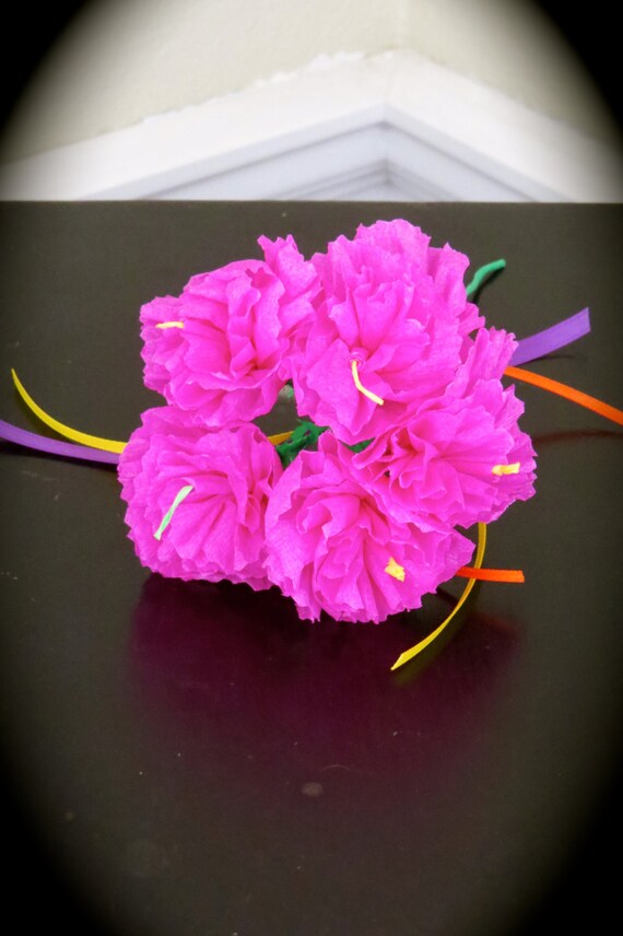 Day of the Dead HOT PINK Carnations Paper Flowers Vibrant