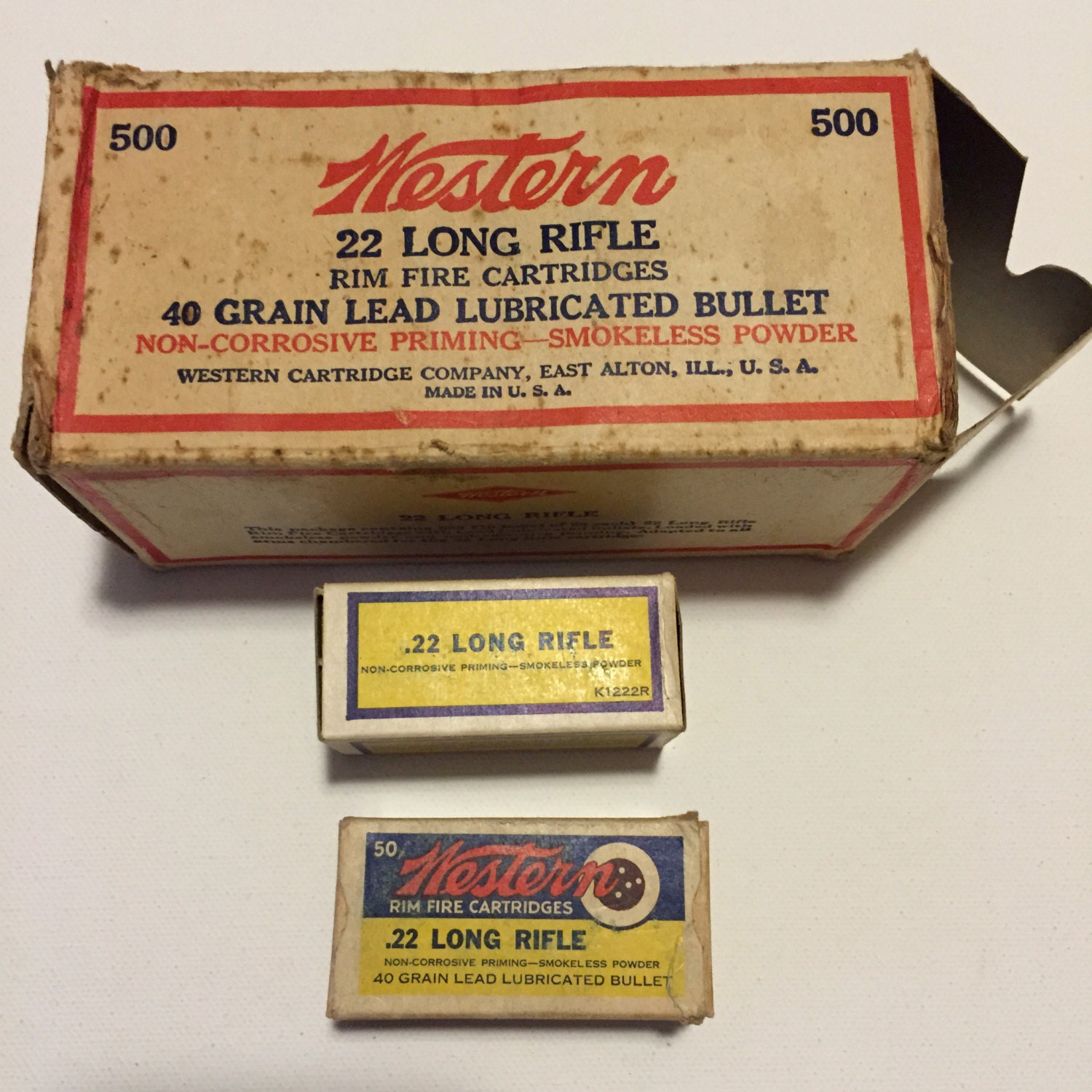 Western .22 Long Rifle Gun Ammunition Box Set of 2 Empty