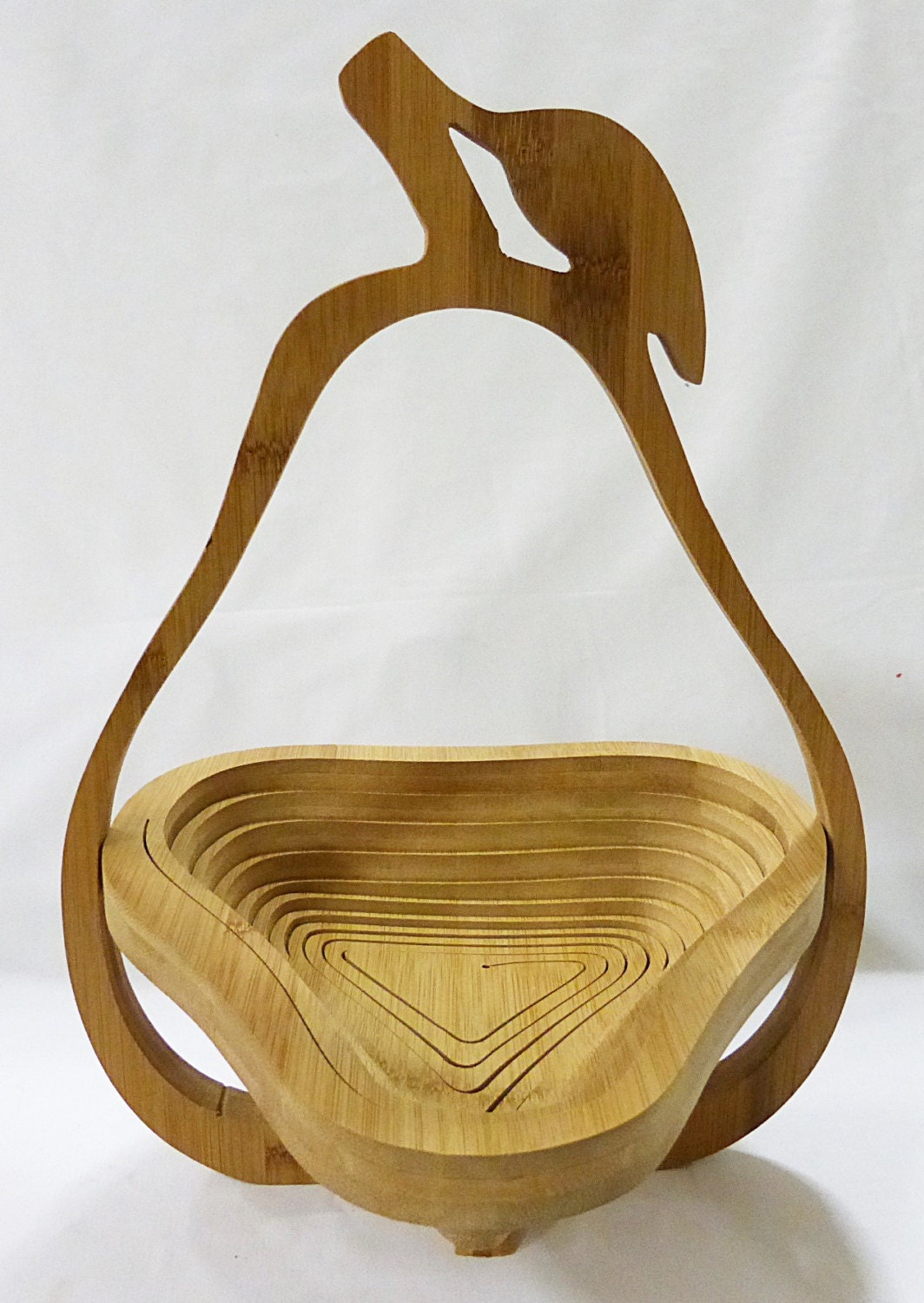 Collapsible pear wood fruit bowl vintage folding by MashliDesign