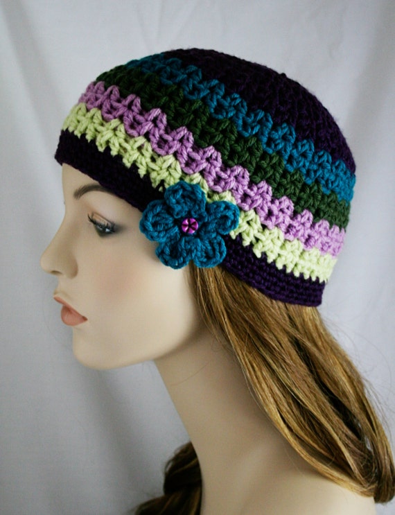 winter hat crochet pattern for womens Multi Winter Spring Hat Striped Color Beanie Hat Womens Hat Crochet