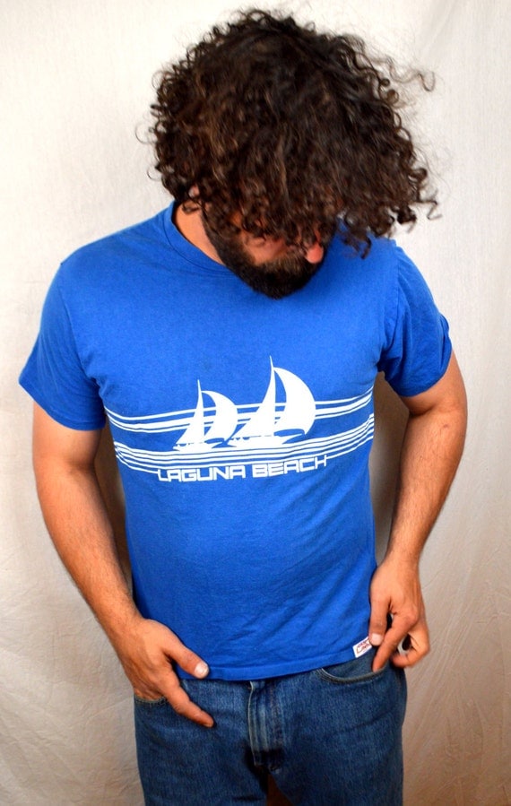 Vintage 1980s Laguna Beach Sailboat Tee Shirt Tshirt by RogueRetro
