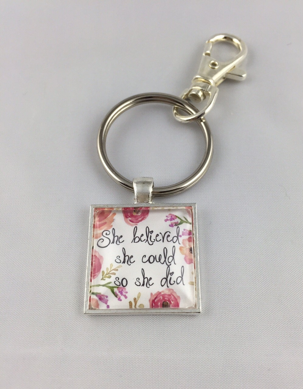 Quote Key Chain Quote Necklace She by ChutneyBlakeDesigns