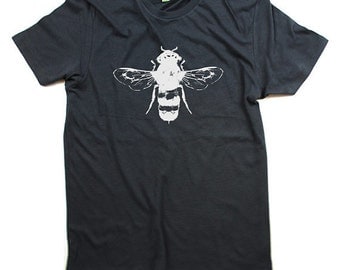 Mens Honey Bee T-Shirt - Grey Organic Cotton T-shirt - Organic shirt - Small, Medium, Large, XL, XXL - Clothing