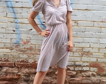 60s Flower Drop Shoulder Hollow Knit Top Light Grey -Femstylo
