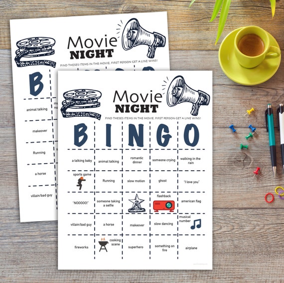 Movie Night with 2 different bingo cards by KaufmanArt on Etsy