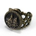 Victorian Button Ring Picture Button Storytime Village Scene Antique Button on Brass Handmade by Compass Rose Design