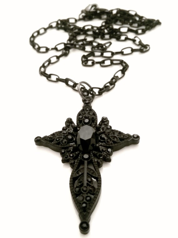 Black Cross Necklace Large Cross Necklace Teen by AbsoluteJewelry