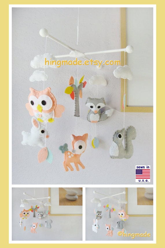 Baby Mobile Woodland Mobile Ceiling Hanging Mobile by hingmade