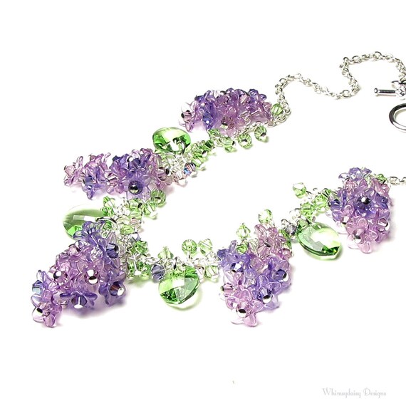 Lilac Necklace Swarovski Crystal Purple by whimsydaisydesigns