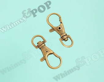 20 - Swivel Lobster Clasp, Parrot Clasp, Snap Hook, Antique Bronze Lobster Clasp, 35mm x 13mm, Hole: 15mm (R4-144)