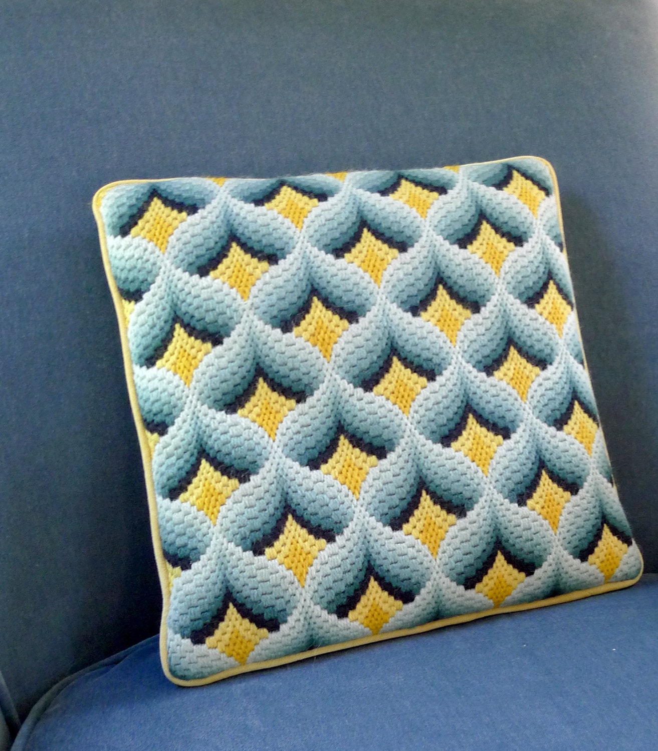 Bargello Needlepoint Pillow by BOLDvintage on Etsy