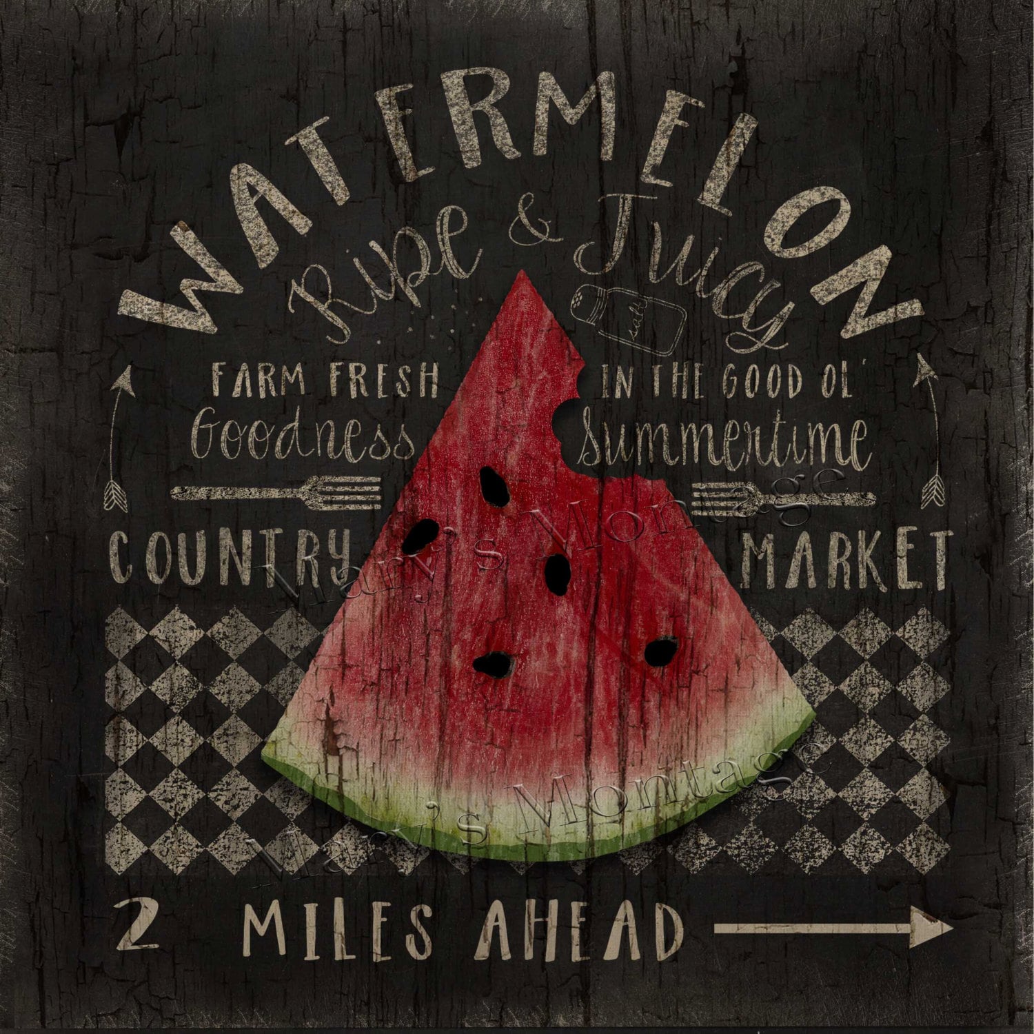 Watermelon Farm Market Sign Printable download 8x8