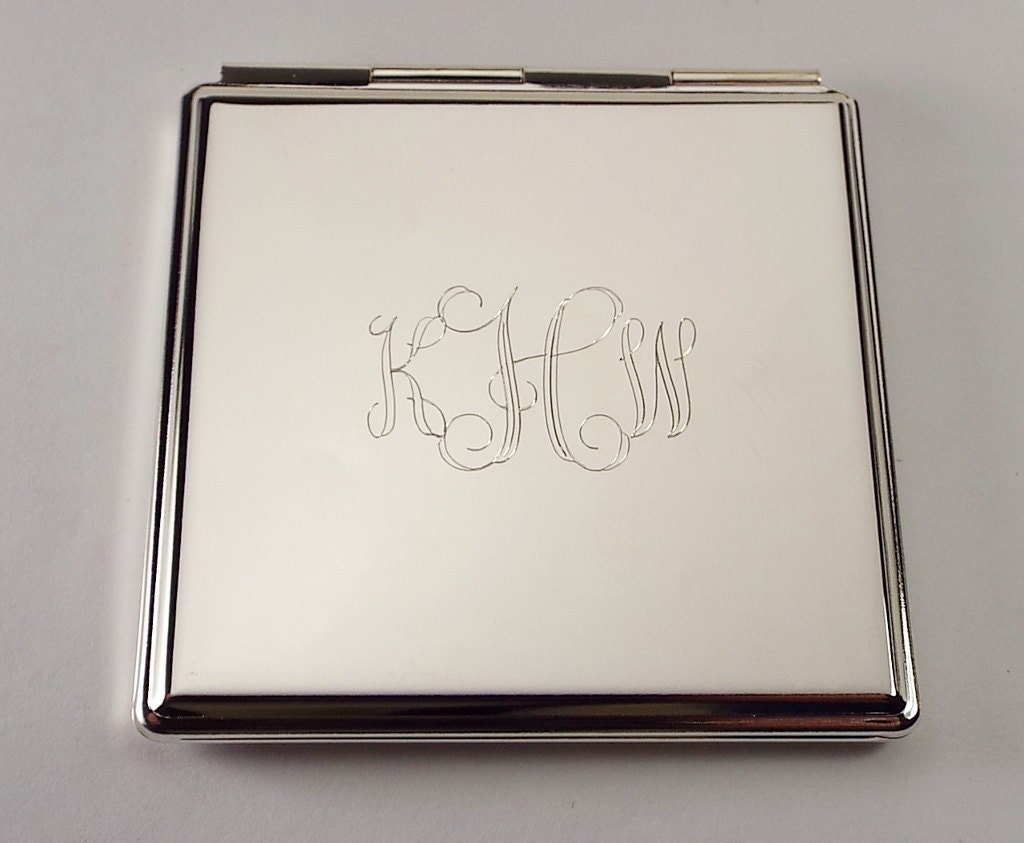 Personalized Compact Purse Mirror Custom Engraved Square