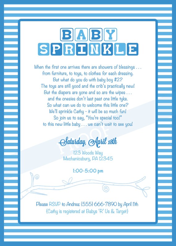 Items similar to Baby Boy "Sprinkle" Invitation Digital File (Made to