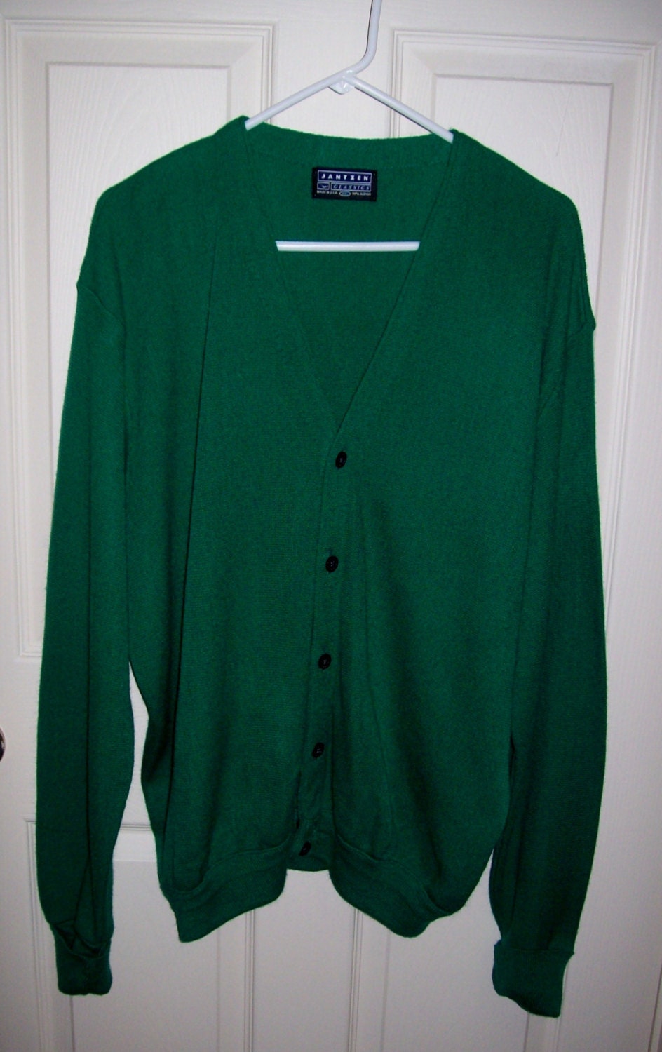 Vintage Men's Kelly Green Cardigan Sweater by Jantzen XXL