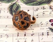 Copper Ring - Murano Glass Ring - Electroformed Ring - Handmade Ring - Adjustable Ring - Copper Jewelry  - Black Ring - Desert Ring