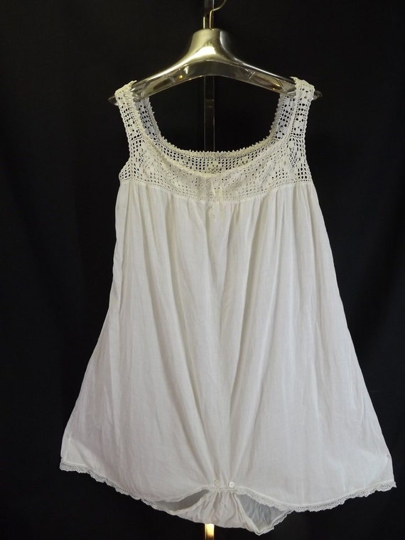 LATE 1800's LINGERIE white cotton BLOOMERS chemise