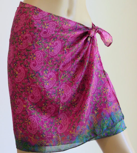 Short Sarong, Silk Sarong, Silk Pareo, Silk scarf, Beach Cover up