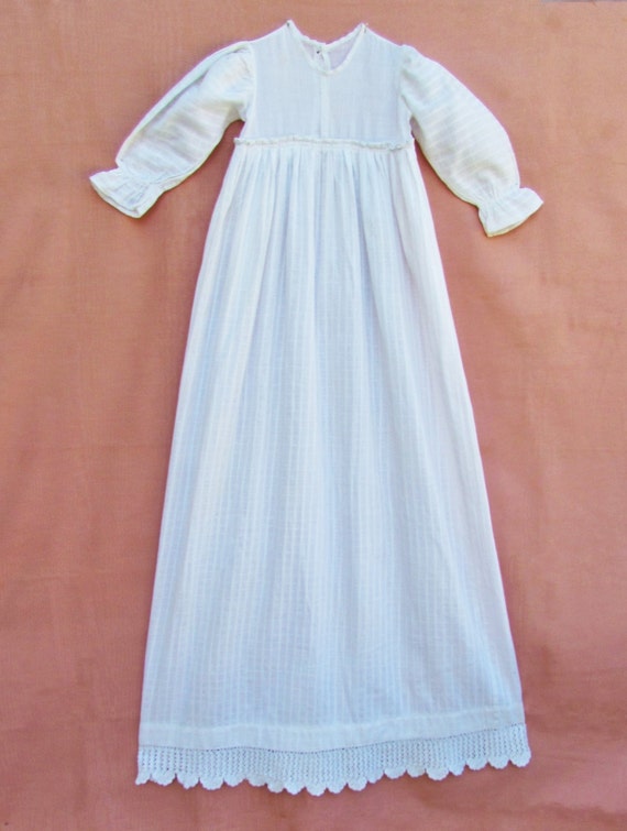 Antique long baby dress c.1900 lacetrimmed infant dress