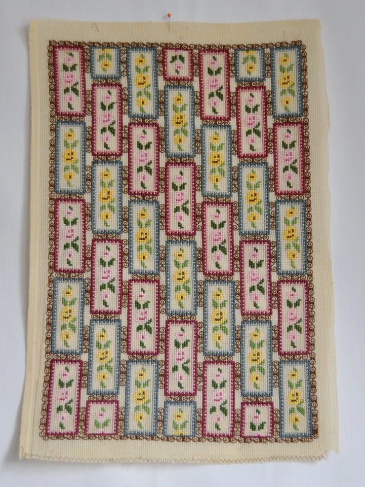 Antique Middle Eastern Serving tray cross stitch cloth crossstitch