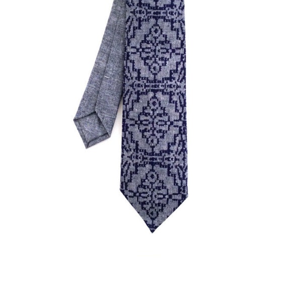 Blue on blue print tie by jacquelinerousseau on Etsy