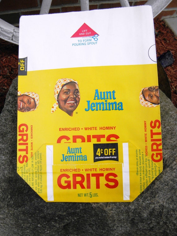 Vintage Black Americana Quaker Oats Aunt Jemima Grits Bag