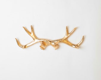 Gold Faux Deer Antler rack - Faux Deer Antler Wall Hook & Jewelry Organizer - Resin Antler Coat Rack - Faux Gold Antler Wall Decor by WFT